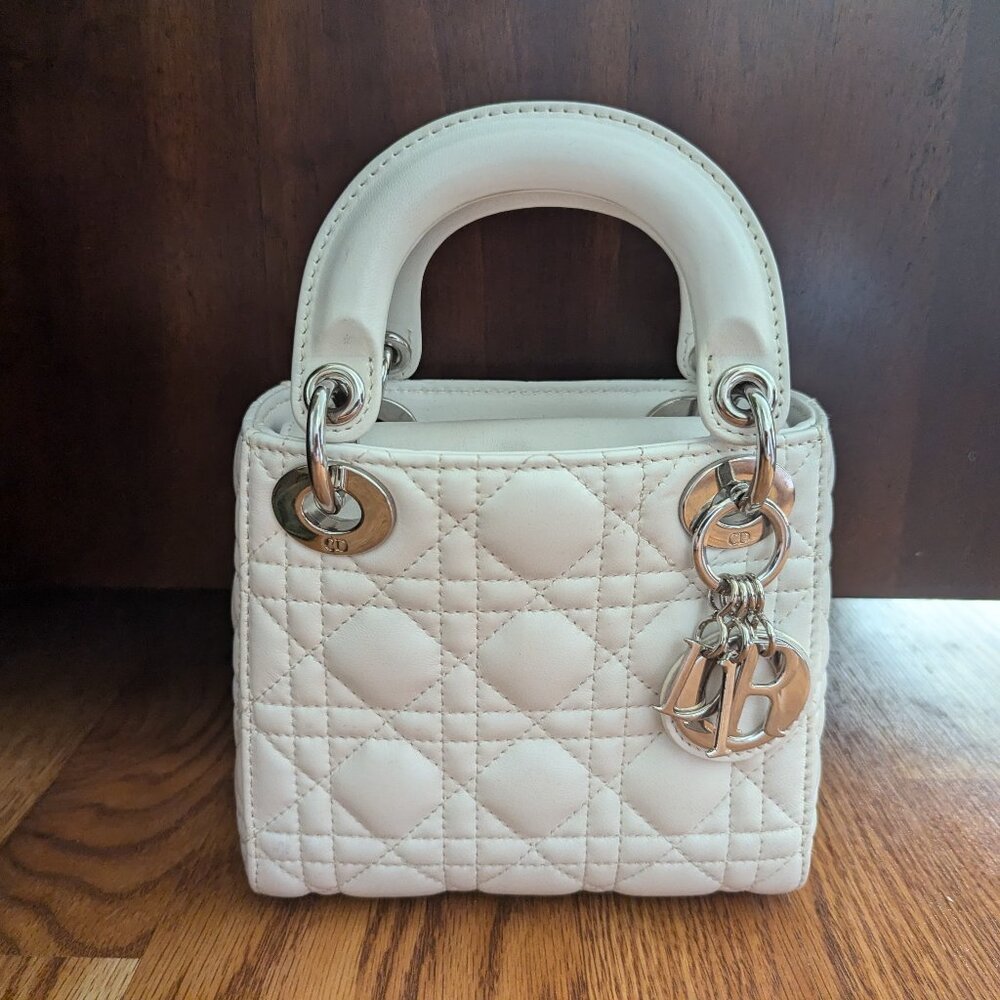 Mini Lady Dior- white with silver hardware